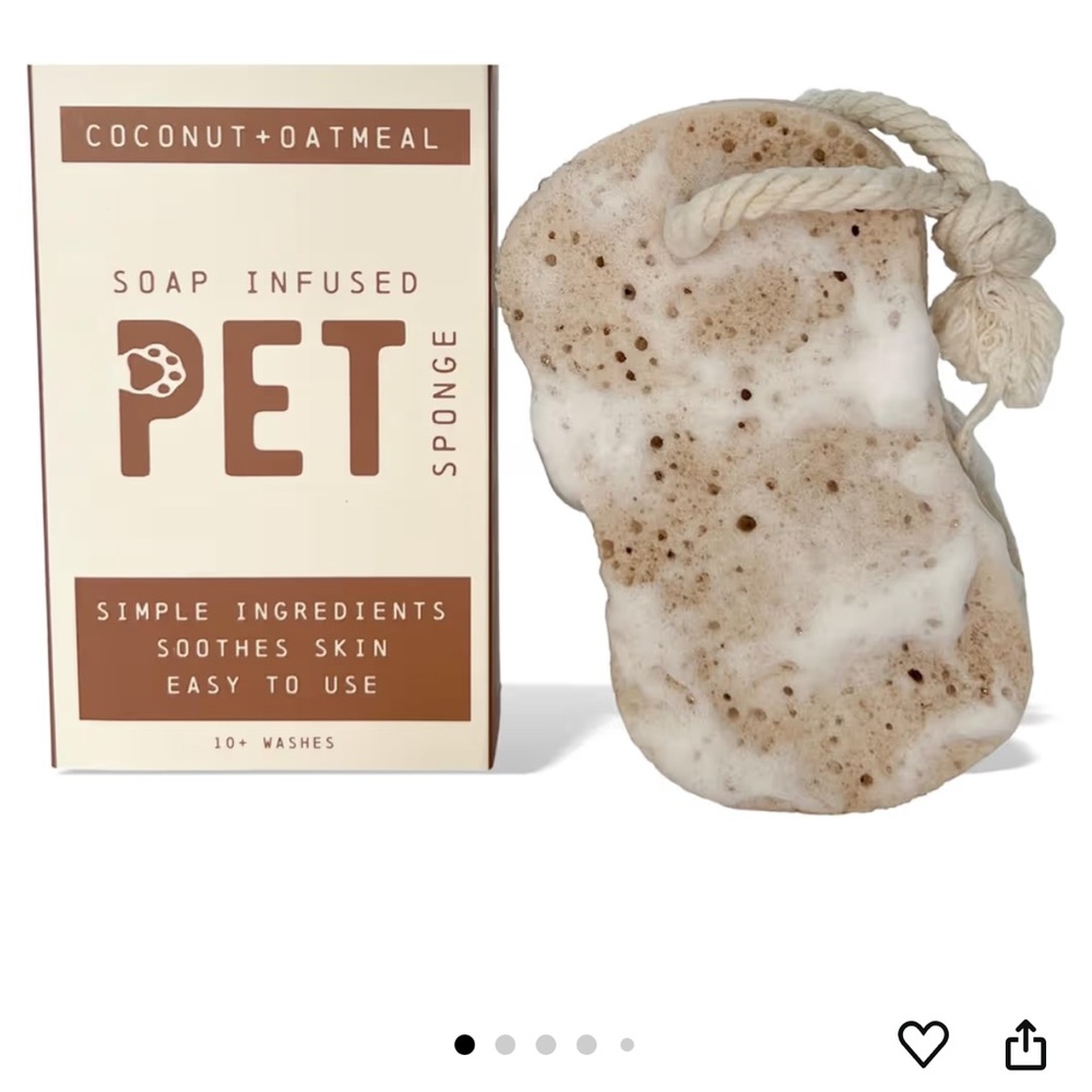 Coconut+Oatmeal Soap Infused Pet Sponge - Brown and White